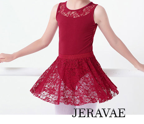 Abigail Leotard with Lace Inserts and Removable Lace Ballet Skirt with Elastic Waistband