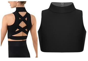 Alina Girls and Teen High Neck Fitness Dance Top with Crossed Back Design. Available in 3 Colors.