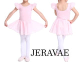 Britney Ballet Leotard with Double Layer Sleeves and Attached Chiffon Skirt Available in 5 Colors and Child Sizes 4-1