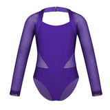 Christine Long Sleeve Ballet Leotard with Mesh Sleeves and Cutouts. Available in Black