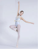 Brinley Floral Sleeveless Dance Leotard with High Waist, Open Back and Halter Neck Collar. Available in 3 Floral Colors.