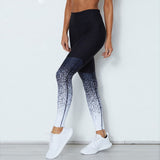 Alexa Navy Blue Ombre Printed Slim Fitness Leggings and Matching Ombre Sports Bra/Crop Dance Top