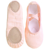 Girl's and Adult Split Sole Canvas Ballet Technique Shoes with Leather Pads and Cross Straps