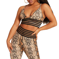 Anna Stripped Mesh and Elastic Waistband Workout and Yoga Leggings with Rouching. Available in Animal Print and Black