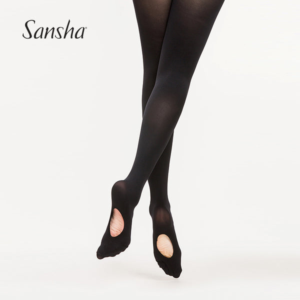 Sansha Teen Adult Convertible Ballet Dance Tights With Hole T88 Available in Black, White and Ballet Pink