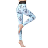 Aria White Floral or Blue Floral Leggings with Piped Elastic High Waist. Available in 2 Colors and Sizes S-XL
