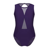 Adalyn High Neck Girl's Leotard with Mesh Cutouts and Back Detail Available in 5 Colors